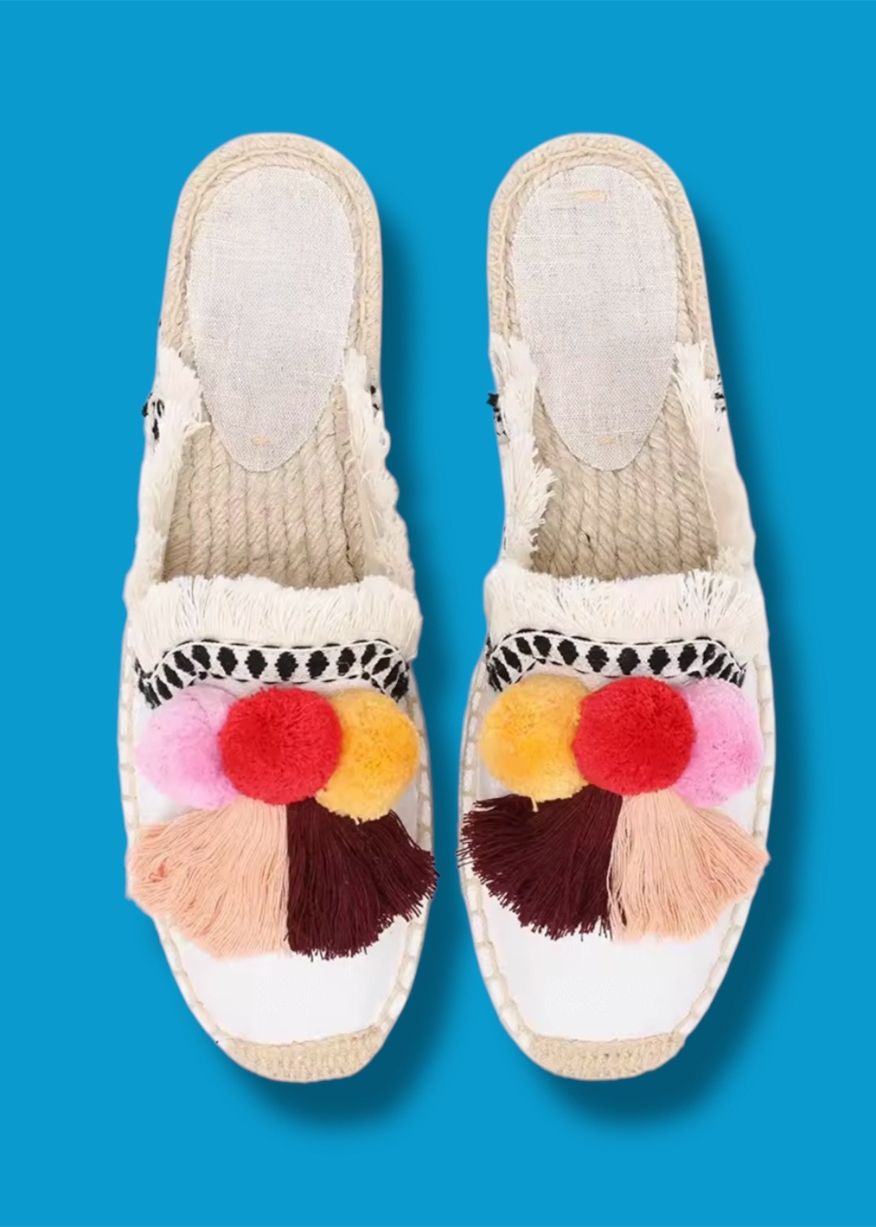 Alpargatas Boho Pom Pom Blancas
