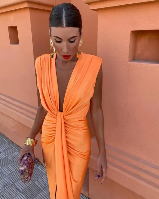Selena | Vestido Drapeado Ardiente