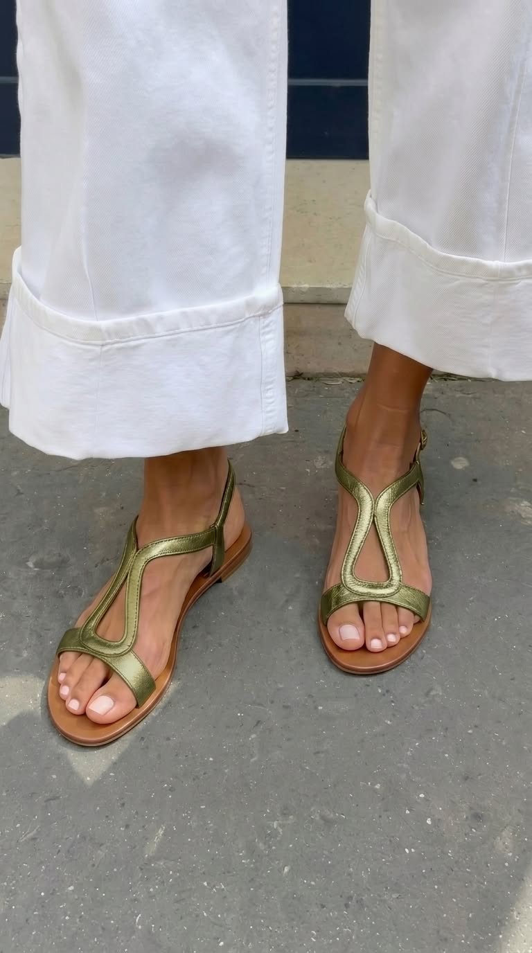 Doralia™ | Guldfärgade Sandaletter med Slingback i Ledig Stil